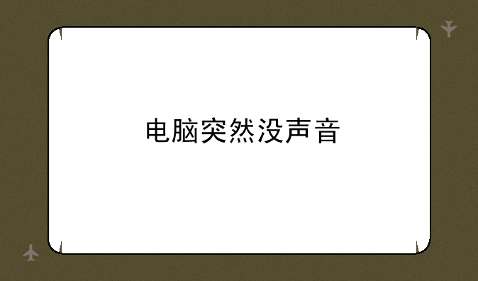 电脑突然没声音