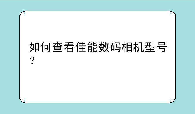 如何查看佳能数码相机型号？