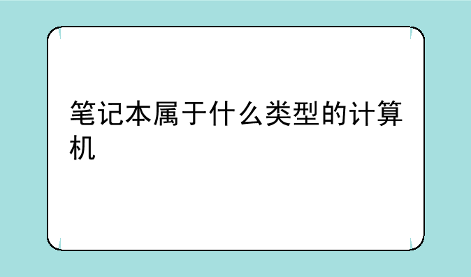 笔记本属于什么类型的计算机