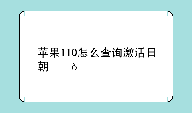 苹果110怎么查询激活日期？