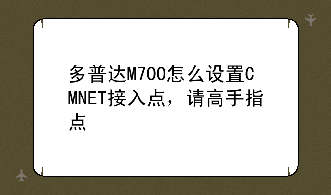 多普达M700怎么设置CMNET接入点，请高手指点