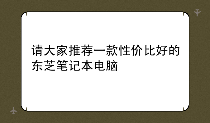 请大家推荐一款性价比好的东芝笔记本电脑