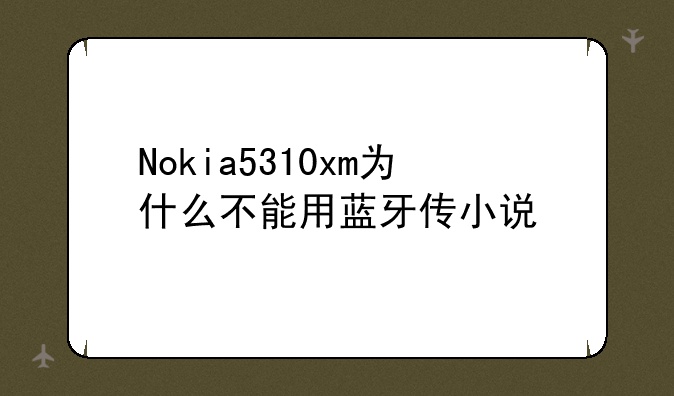 Nokia5310xm为什么不能用蓝牙传小说