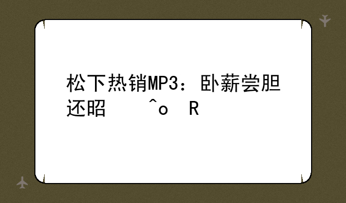 松下热销MP3：卧薪尝胆还是痛改前非
