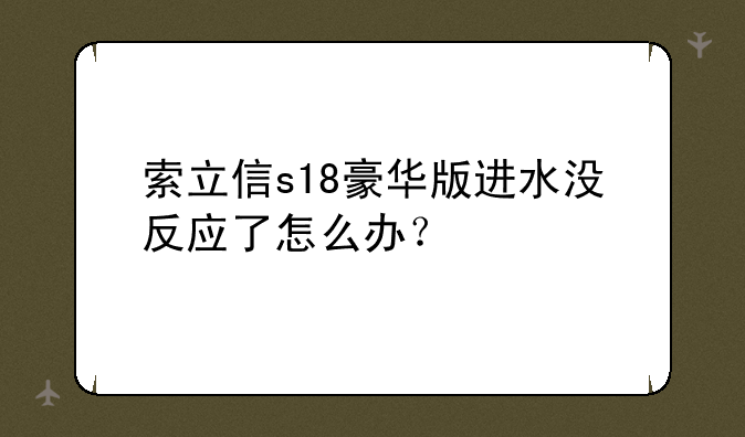 索立信s18豪华版进水没反应了怎么办？