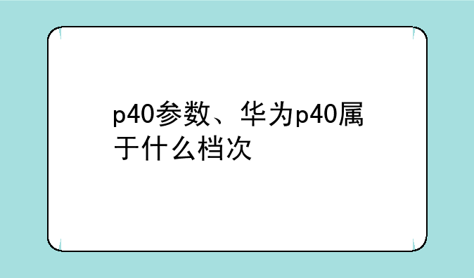 p40参数、华为p40属于什么档次