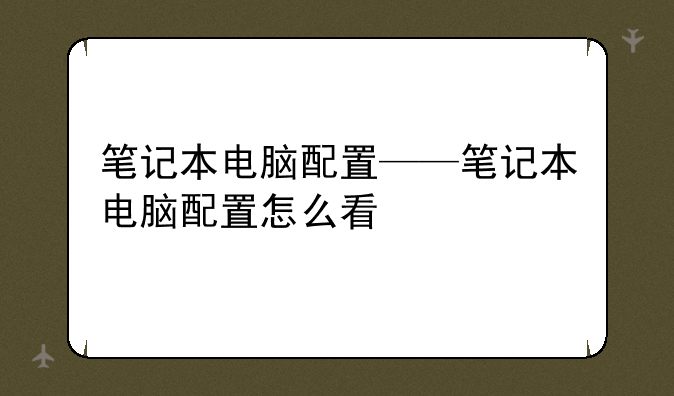 笔记本电脑配置——笔记本电脑配置怎么看