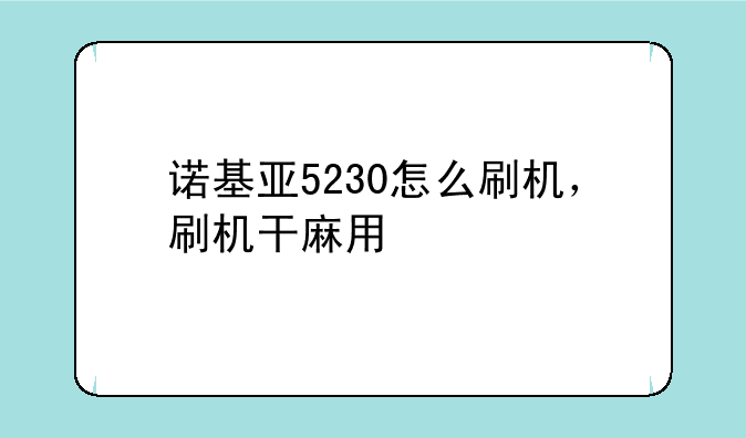 诺基亚5230怎么刷机，刷机干麻用