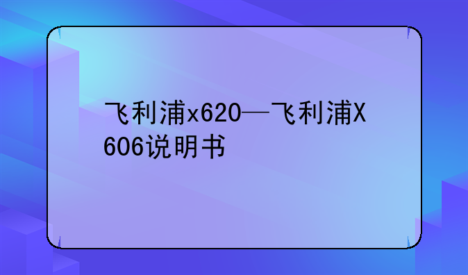 飞利浦x620—飞利浦X606说明书